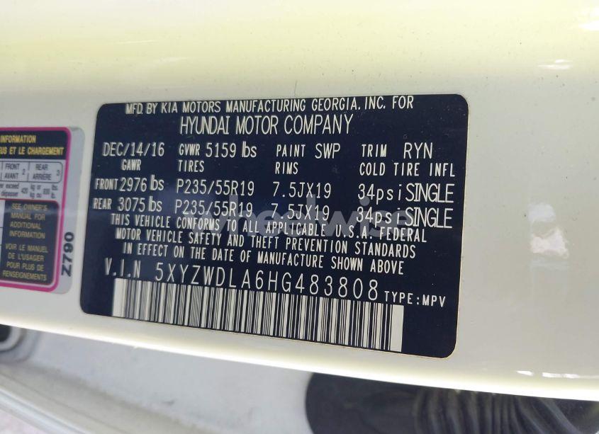 Photo 9 of 2017 Hyundai Santa FE SPORT 2.0T ULTIMATE (VIN 5XYZWDLA6HG483808)