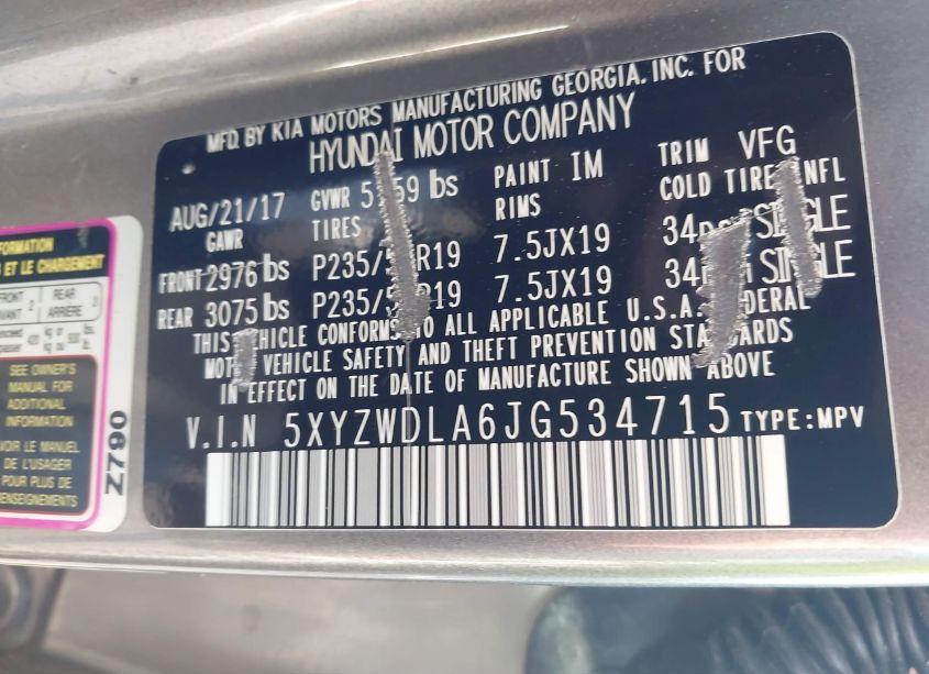 Photo 9 of 2018 Hyundai Santa FE SPORT 2.0T ULTIMATE (VIN 5XYZWDLA6JG534715)