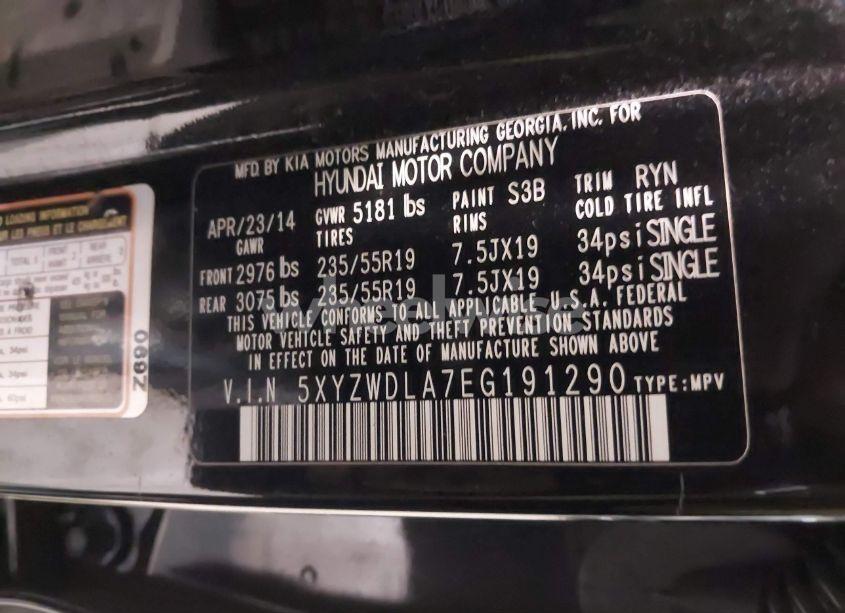 Photo 9 of 2014 Hyundai Santa FE SPORT 2.0L TURBO (VIN 5XYZWDLA7EG191290)