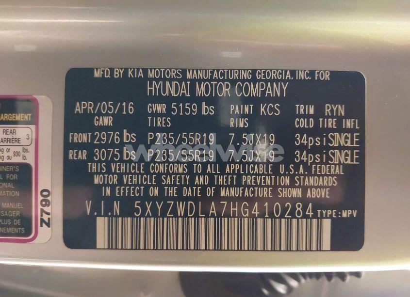 Photo 9 of 2017 Hyundai Santa FE SPORT 2.0T ULTIMATE (VIN 5XYZWDLA7HG410284)