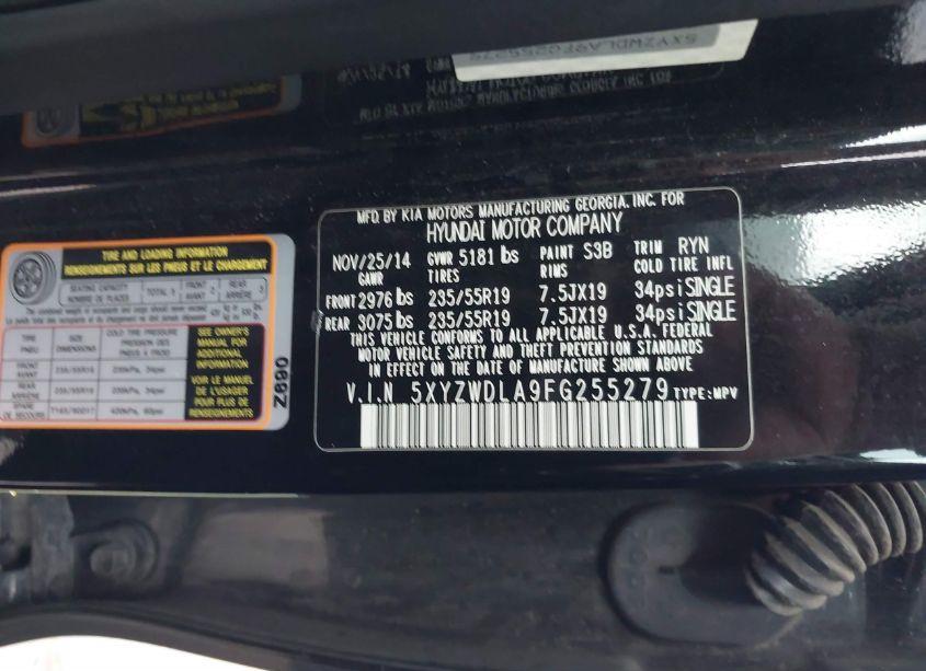 Photo 9 of 2015 Hyundai Santa FE SPORT 2.0L TURBO (VIN 5XYZWDLA9FG255279)