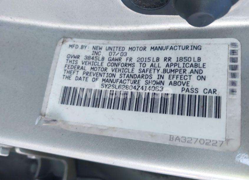 Photo 9 of 2004 Pontiac Vibe (VIN 5Y2SL62804Z414063)