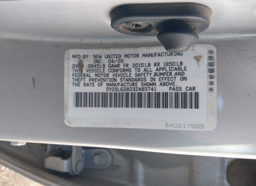 Photo 9 of 2003 Pontiac Vibe (VIN 5Y2SL62823Z483741)