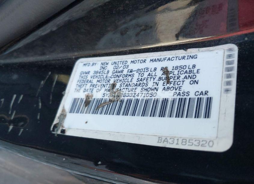 Photo 9 of 2003 Pontiac Vibe (VIN 5Y2SL62833Z471050)