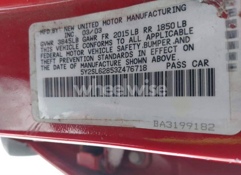 Photo 9 of 2003 Pontiac Vibe (VIN 5Y2SL62853Z476718)