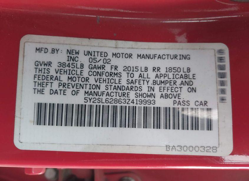 Photo 9 of 2003 Pontiac Vibe (VIN 5Y2SL62863Z419993)