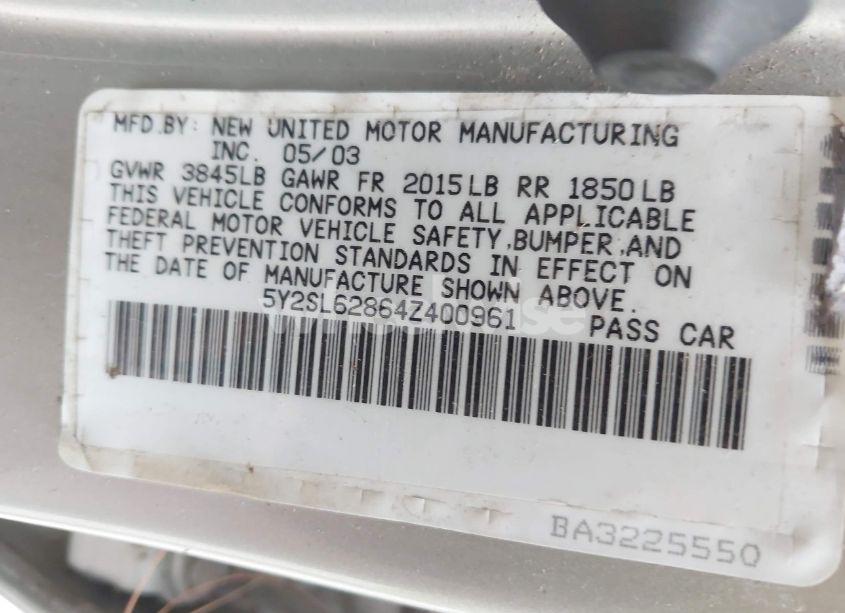 Photo 9 of 2004 Pontiac Vibe N/A (VIN 5Y2SL62864Z400961)