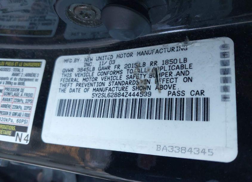 Photo 9 of 2004 Pontiac Vibe (VIN 5Y2SL62884Z444539)