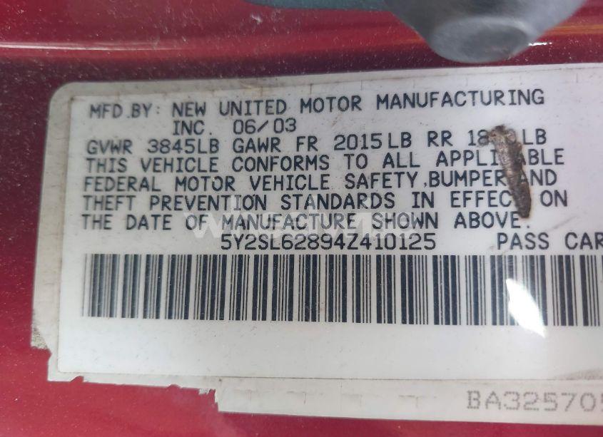 Photo 9 of 2004 Pontiac Vibe N/A (VIN 5Y2SL62894Z410125)