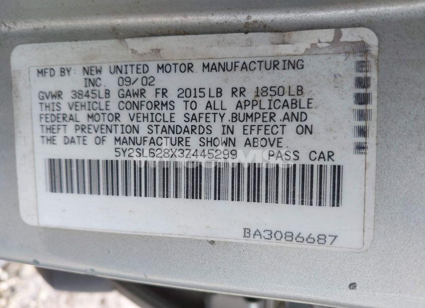 Photo 9 of 2003 Pontiac Vibe (VIN 5Y2SL628X3Z445299)