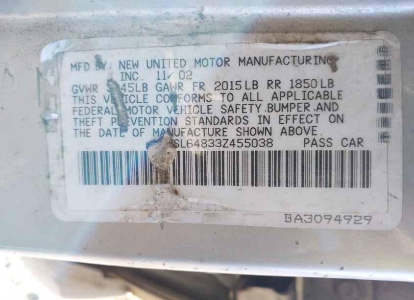 Photo 9 of 2003 Pontiac Vibe (VIN 5Y2SL64833Z455038)