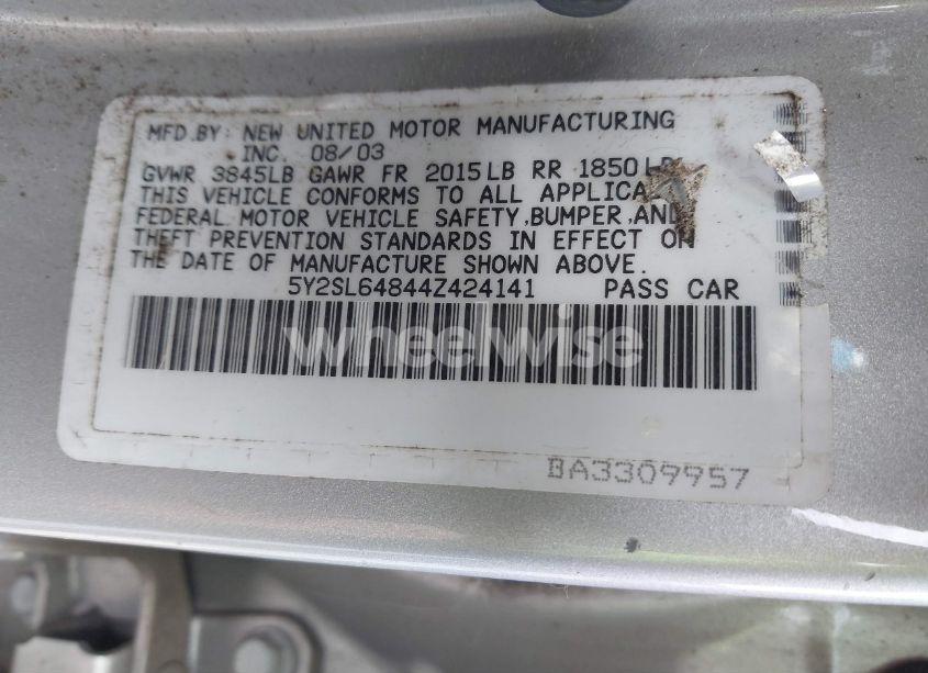 Photo 9 of 2004 Pontiac Vibe (VIN 5Y2SL64844Z424141)