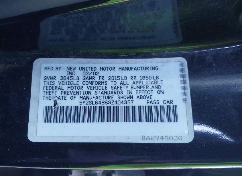 Photo 9 of 2003 Pontiac Vibe (VIN 5Y2SL64863Z404357)