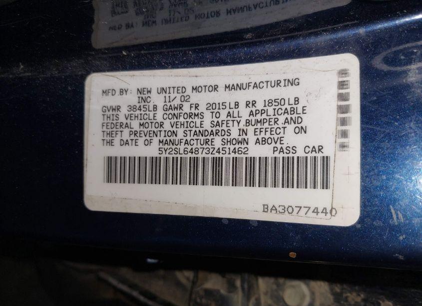 Photo 9 of 2003 Pontiac Vibe (VIN 5Y2SL64873Z451462)