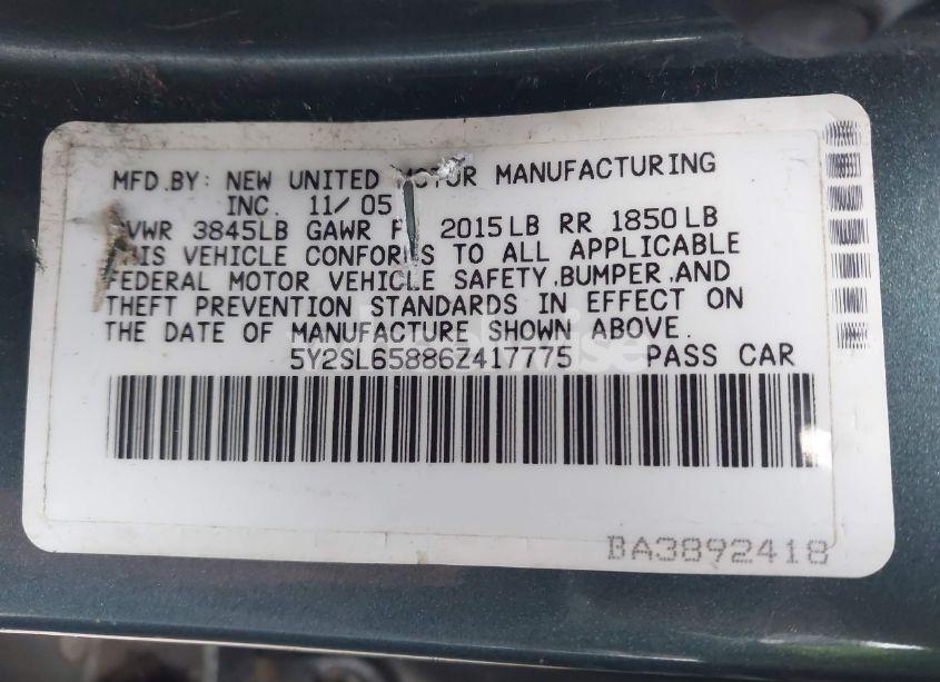 Photo 9 of 2006 Pontiac Vibe N/A (VIN 5Y2SL65886Z417775)