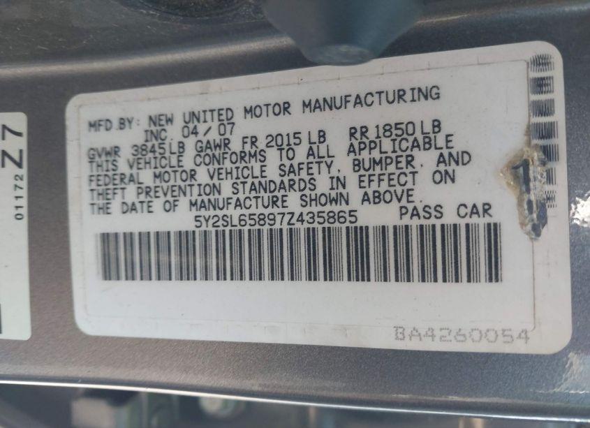 Photo 9 of 2007 Pontiac Vibe (VIN 5Y2SL65897Z435865)