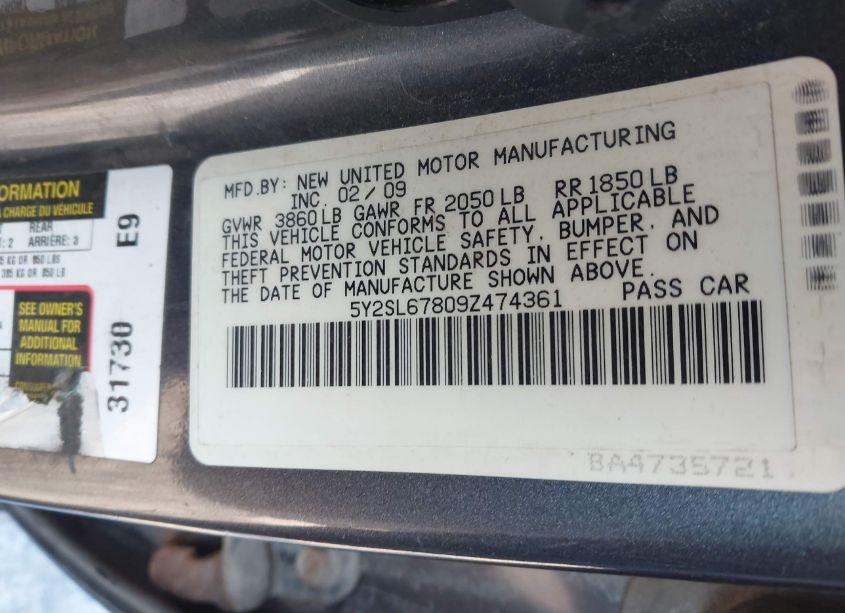 Photo 9 of 2009 Pontiac Vibe (VIN 5Y2SL67809Z474361)