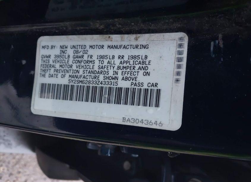 Photo 9 of 2003 Pontiac Vibe (VIN 5Y2SM62833Z433315)