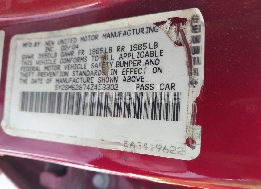 Photo 9 of 2004 Pontiac Vibe (VIN 5Y2SM62874Z458302)