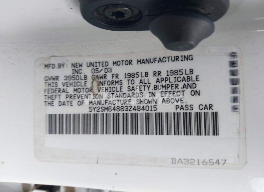 Photo 9 of 2003 Pontiac Vibe (VIN 5Y2SM64883Z484015)