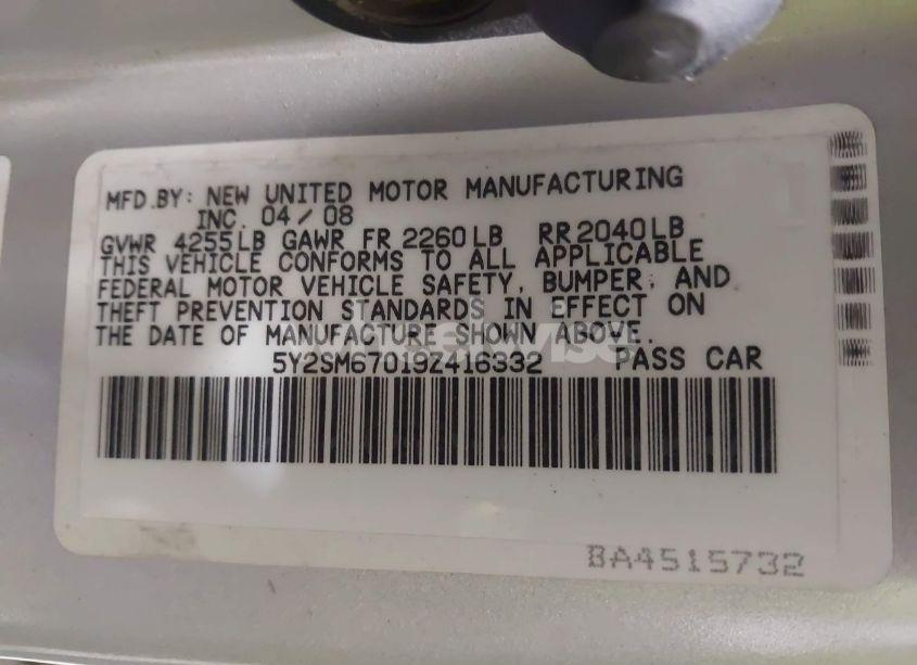 Photo 9 of 2009 Pontiac Vibe (VIN 5Y2SM67019Z416332)