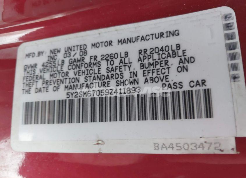 Photo 9 of 2009 Pontiac Vibe (VIN 5Y2SM67059Z411893)