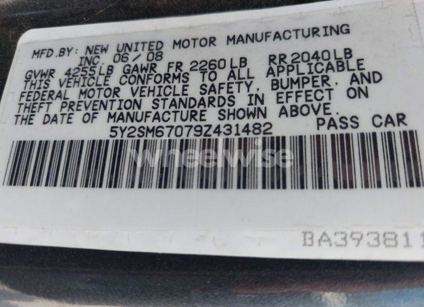 Photo 9 of 2009 Pontiac Vibe (VIN 5Y2SM67079Z431482)