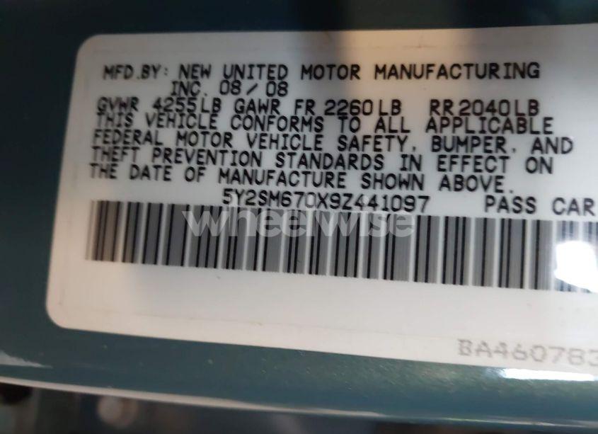 Photo 9 of 2009 Pontiac Vibe (VIN 5Y2SM670X9Z441097)