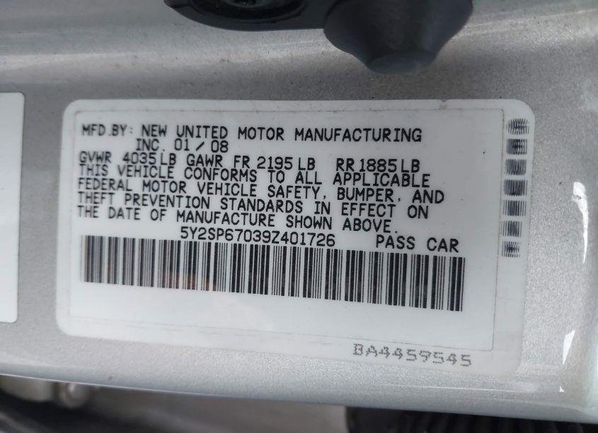 Photo 9 of 2009 Pontiac Vibe (VIN 5Y2SP67039Z401726)