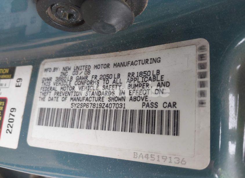 Photo 9 of 2009 Pontiac Vibe (VIN 5Y2SP67819Z407031)