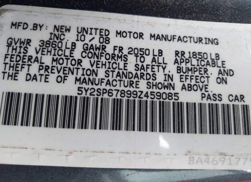 Photo 9 of 2009 Pontiac Vibe (VIN 5Y2SP67899Z459085)