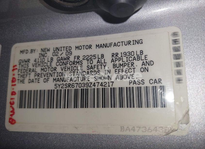 Photo 9 of 2009 Pontiac Vibe GT (VIN 5Y2SR67039Z474217)