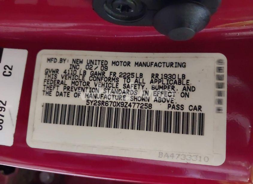 Photo 9 of 2009 Pontiac Vibe GT (VIN 5Y2SR670X9Z477258)