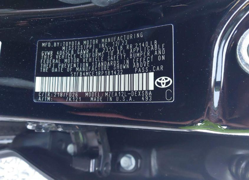 Photo 9 of 2024 Toyota Corolla NIGHTSHADE EDITION (VIN 5YFB4MCE1RP181432)