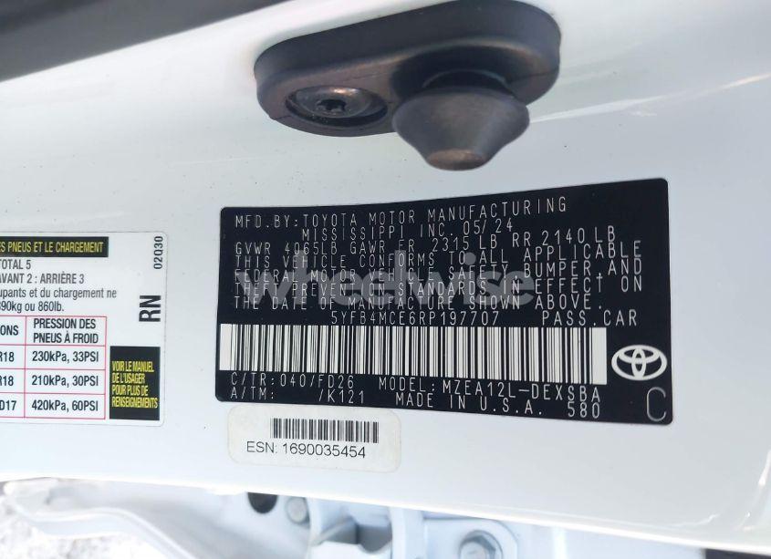 Photo 9 of 2024 Toyota Corolla NIGHTSHADE EDITION (VIN 5YFB4MCE6RP197707)