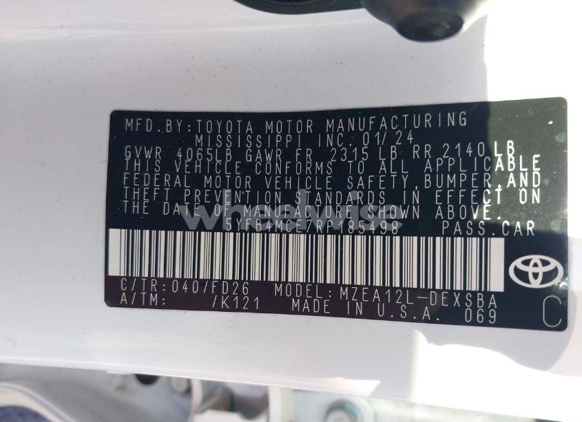 Photo 9 of 2024 Toyota Corolla NIGHTSHADE EDITION (VIN 5YFB4MCE7RP185498)