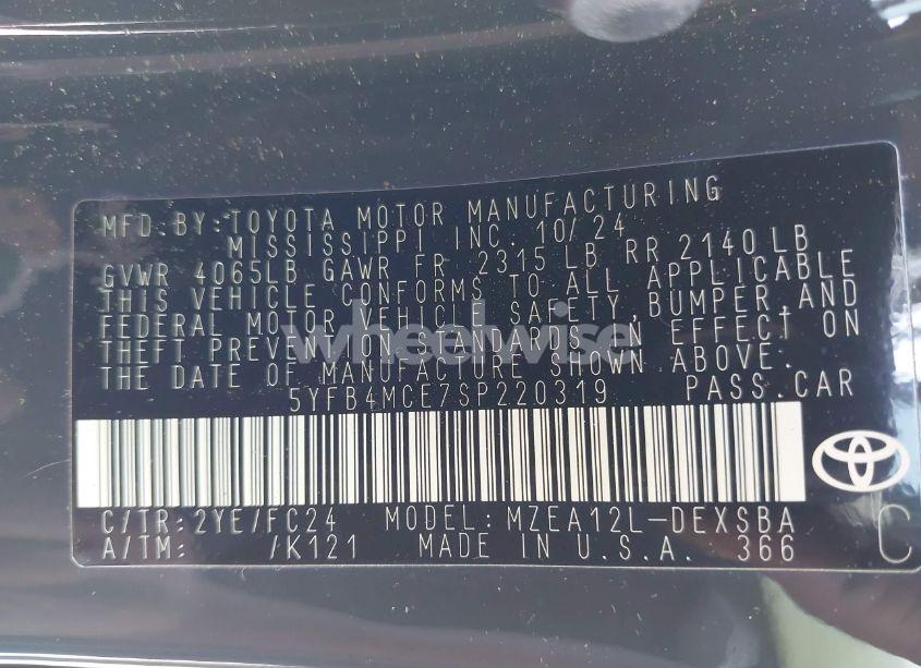 Photo 9 of 2025 Toyota Corolla FX (VIN 5YFB4MCE7SP220319)