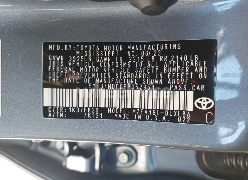 Photo 9 of 2023 Toyota Corolla LE (VIN 5YFB4MDE0PP052951)