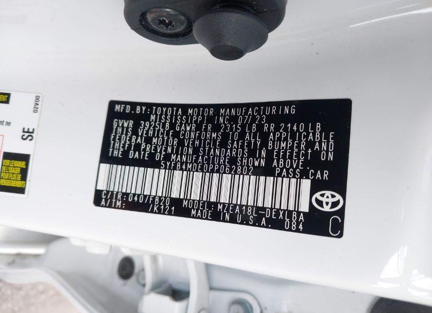 Photo 9 of 2023 Toyota Corolla LE (VIN 5YFB4MDE0PP062802)