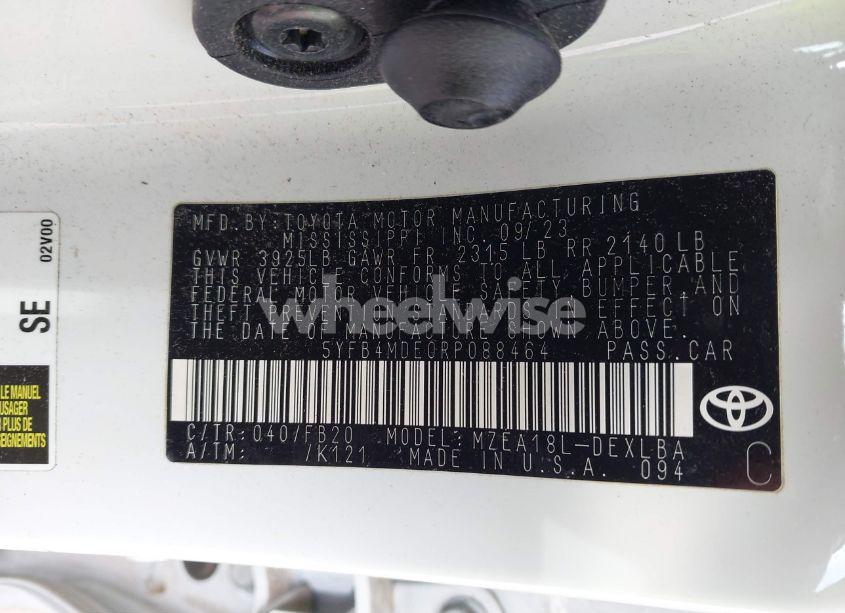 Photo 9 of 2024 Toyota Corolla LE (VIN 5YFB4MDE0RP088464)