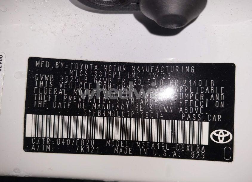 Photo 9 of 2024 Toyota Corolla LE (VIN 5YFB4MDE0RP118014)