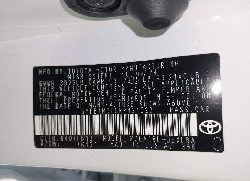 Photo 9 of 2024 Toyota Corolla LE (VIN 5YFB4MDE0RP134620)