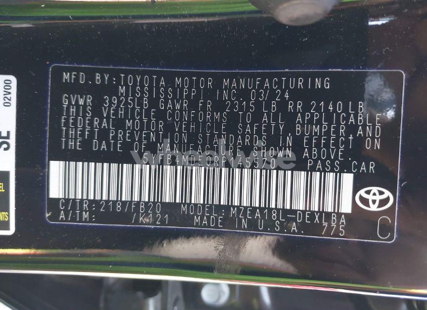 Photo 9 of 2024 Toyota Corolla LE (VIN 5YFB4MDE0RP145570)