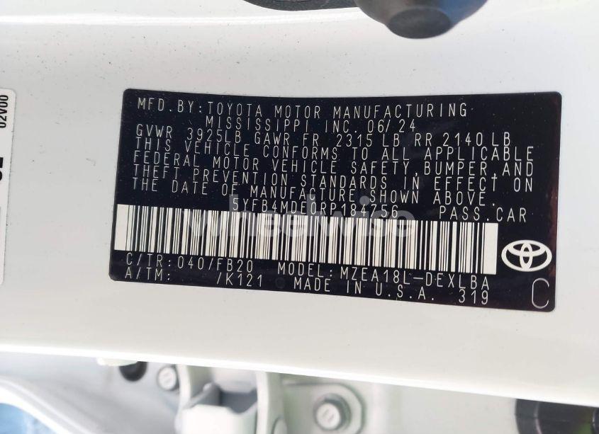 Photo 9 of 2024 Toyota Corolla LE (VIN 5YFB4MDE0RP184756)