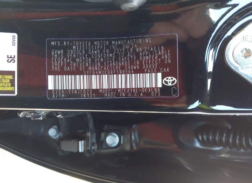 Photo 9 of 2024 Toyota Corolla LE (VIN 5YFB4MDE0RP188564)