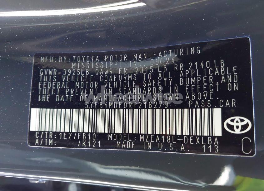 Photo 9 of 2024 Toyota Corolla LE (VIN 5YFB4MDE0RP216279)