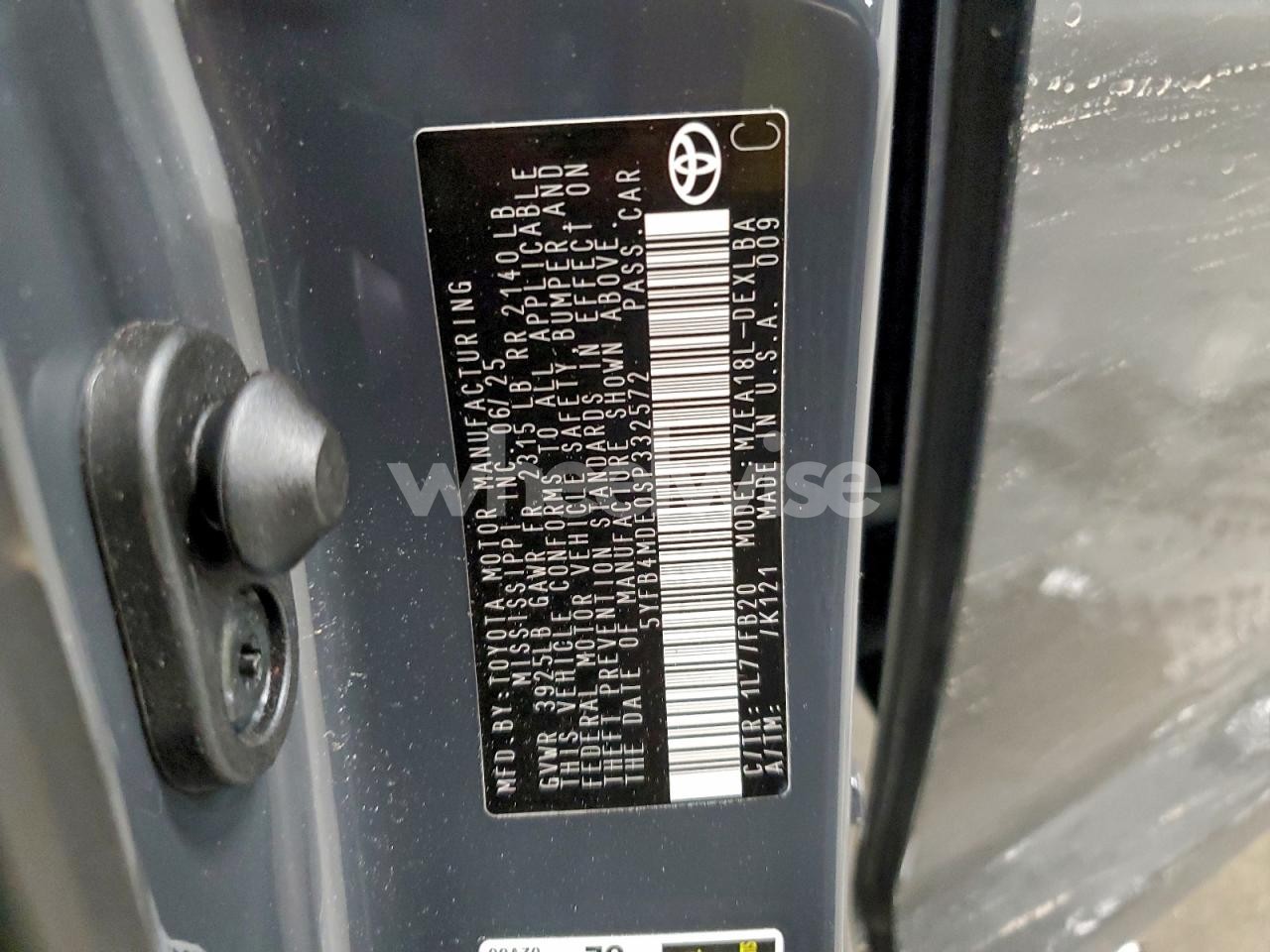 Photo 12 of 2025 TOYOTA COROLLA LE (VIN 5YFB4MDE0SP332572)