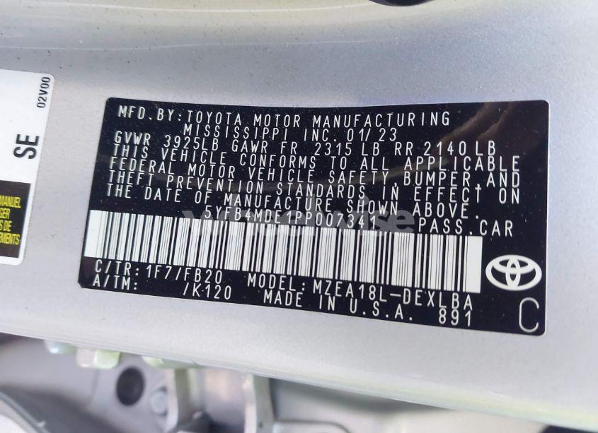 Photo 9 of 2023 Toyota Corolla LE (VIN 5YFB4MDE1PP007341)