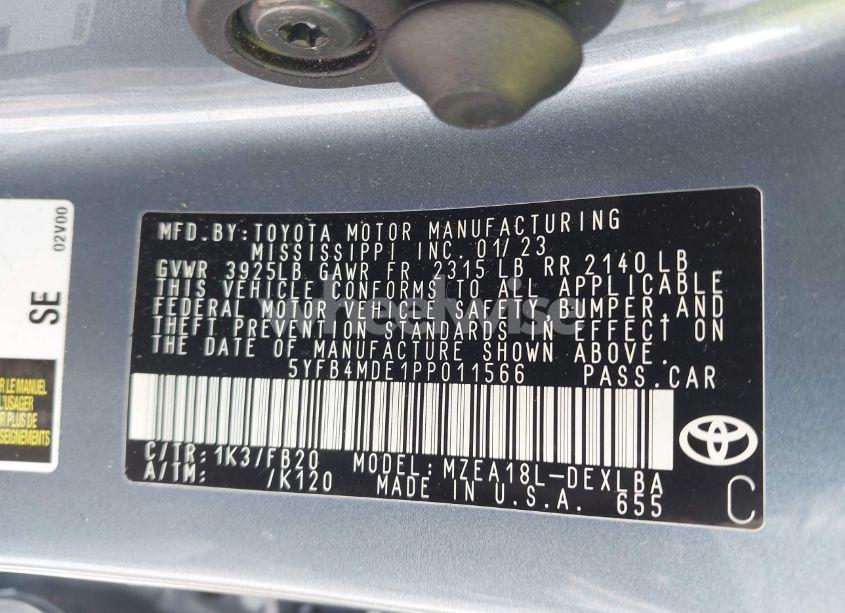 Photo 9 of 2023 Toyota Corolla LE (VIN 5YFB4MDE1PP011566)