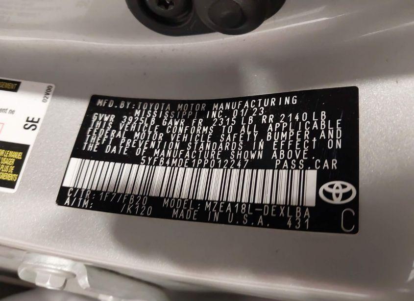 Photo 9 of 2023 Toyota Corolla LE (VIN 5YFB4MDE1PP012247)